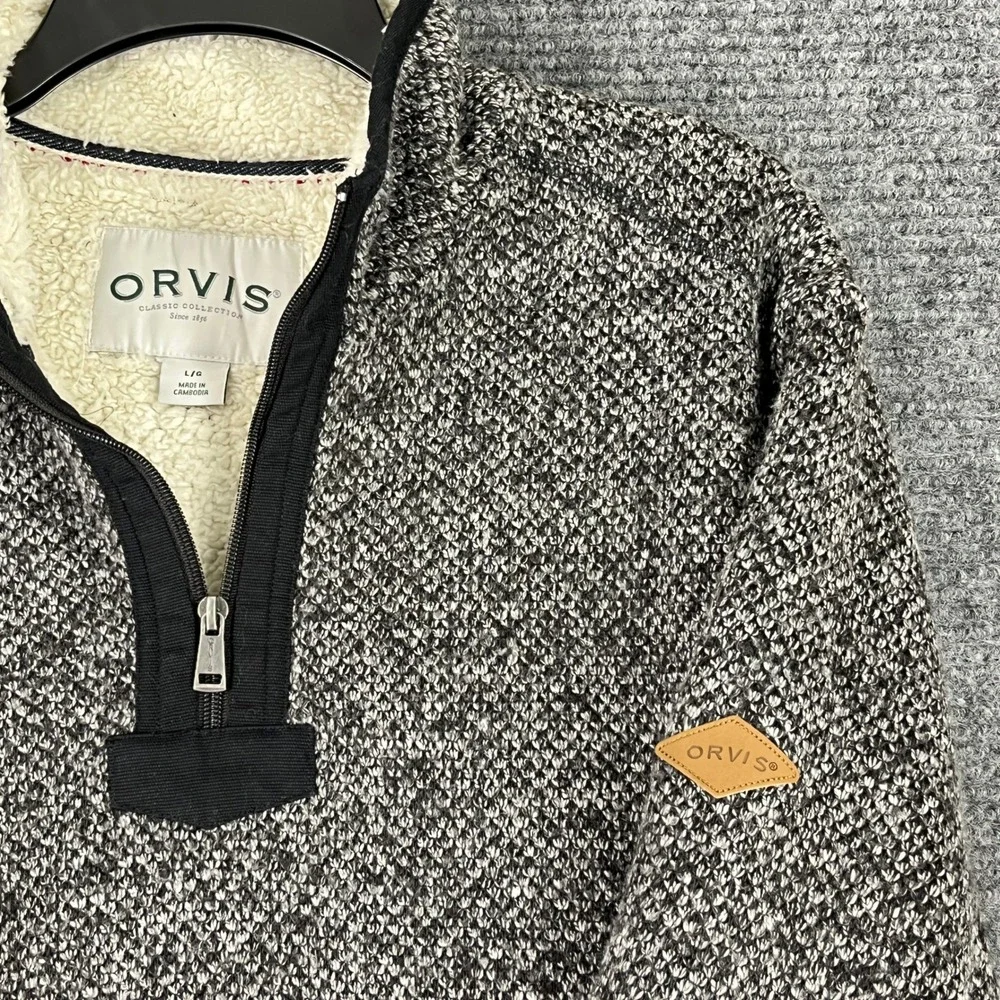 Orvis Classic Collection Quarter Zip Pullovers Sherpa Lined Fleece L Mens‎